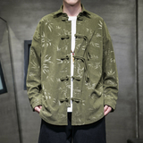 2025秋冬季风男衬衫灯芯绒压花复古盘扣长袖外套A118-C828P70，男装衬衫，电商A118