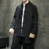 春秋季风唐装中长款风衣棉麻假两件外套男DS-A118-F005-P150，男装夹克，电商A118