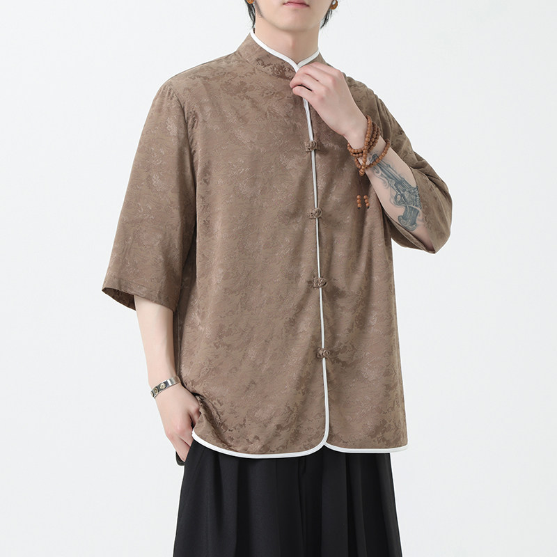 风男装短袖唐装大码衬衣中式印花衬衫汉服A118-C03P65控88,男装衬衫,电商A118