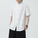 夏季风棉麻衬衫唐装短袖汉服亚麻复古衬衣男A118-C815P40控68，男装衬衫，电商A118