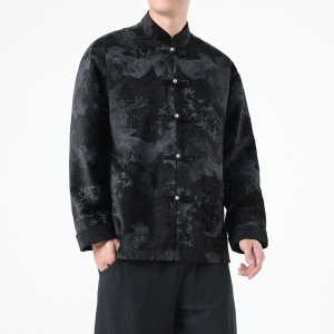 春季风男装新中式夹克印花复古唐装汉服外套A118-A8823P120图片