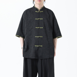 夏季风男装短袖衬衫新中式唐装冰丝提花汉服A118-C27P65控88，男装T恤，电商A118