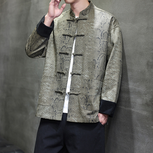 秋季风夹克新中式复古唐装汉服大码印花外套男A118-A8821P120图片