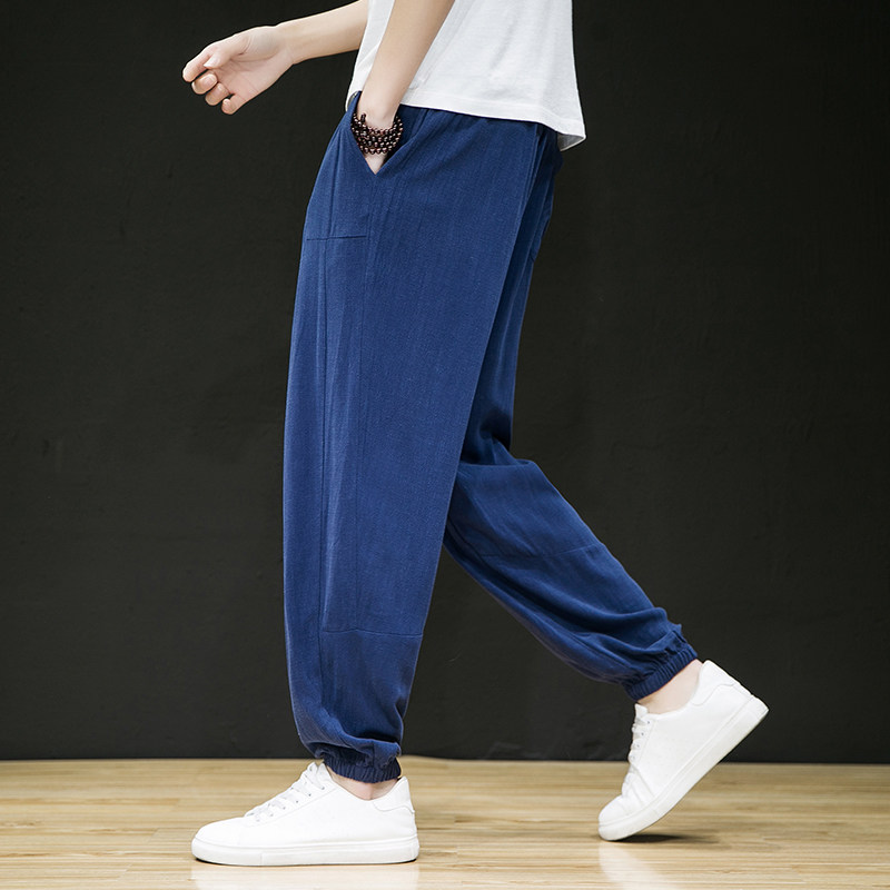 春夏风亚麻休闲裤复古新中式棉麻宽松大码长裤男A118-K302P60，男装休闲裤，电商A118