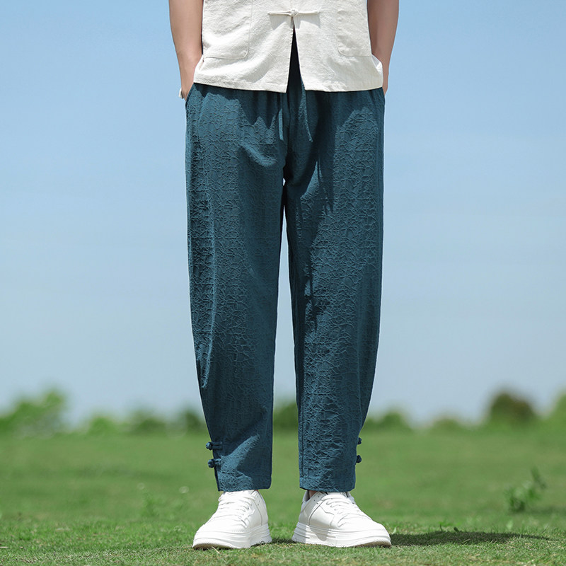 春夏风男装新中式棉麻束脚复古宽松大码休闲裤A118-K112P60,男装休闲裤,电商A118