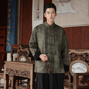 2025春季风男装夹克唐装中式复古蟒纹印花外套A118-A8821P120图片