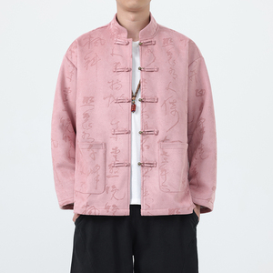 秋冬风男装唐装汉服新中式夹克麂皮绒大码外套A118-A8836P115图片