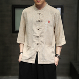 夏季风男装衬衫唐装汉服中式复古大码刺绣衬衣男A118-D51P60，男装T恤，电商A118