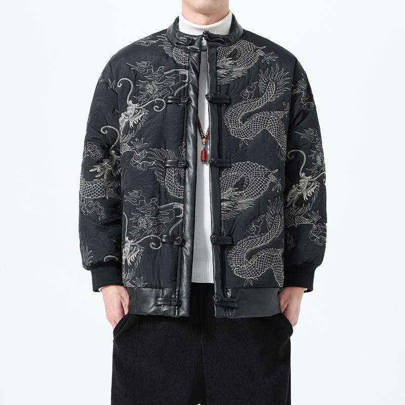 冬季风棉衣复古保暖加厚刺绣唐装男士外套A118-MY6617P155，男装棉衣，电商A118