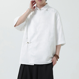 夏季风唐装男装五分袖衬衫复古提花铜扣衬衣A118-C08P65控88，男装T恤，电商A118