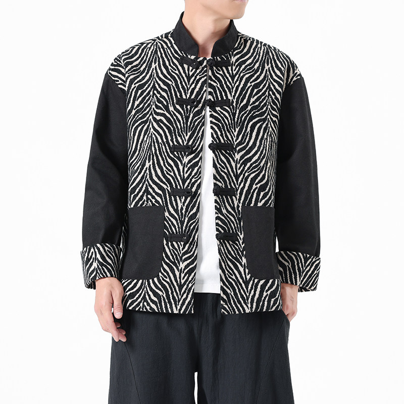 秋季风男装牛仔夹克中式复古唐装汉服拼接外套A118-A8807P125，男装工装外套，电商A118