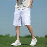 纯亚麻夏季风短裤新中式直筒复古五分裤男A118-DK906P95，男装牛仔裤，电商A118