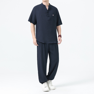 夏季风新中式唐装中山装大码冰丝短袖男A118-TZ2507P115控198图片