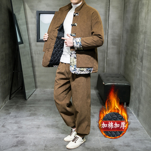冬季风男装棉衣套装中式复古唐装加厚印花棉袄A118-MY02P205
