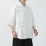 夏季风唐装男装五分袖衬衫复古提花铜扣衬衣A118-C08P65控88，男装T恤，电商A118