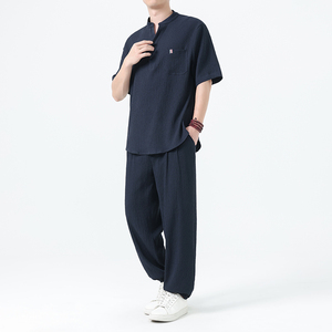 夏季风新中式唐装中山装大码冰丝短袖男A118-TZ2507P115控198图片