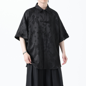 夏季风男装冰丝短袖新中式唐装提花汉服衬衫A118-C28P65控88图片