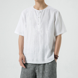 风夏季纯亚麻唐装T恤男新中式宽松大码上衣A118-T910-P85，男装T恤，电商A118