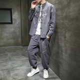 秋季风男装唐装刺绣衬衫套装中式复古两件套A118-TZ2028P105，男装衬衫，电商A118