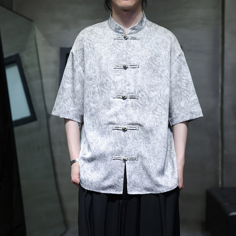 夏季风大码唐装重磅冰丝短袖衬衫中式复古汉服男A118-C21P65图片