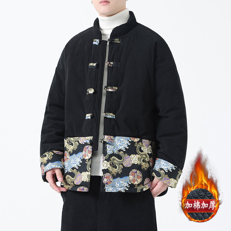 冬季风棉衣中式复古唐装印花加厚保暖外套男A118-MY2312P140,男装棉衣,电商A118