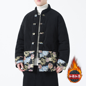 冬季风棉衣中式复古唐装印花加厚保暖外套男A118-MY2312P140图片
