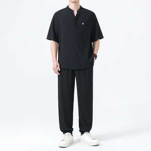 夏季风唐装中式高端轻奢冰丝短袖套装男A118-TZ2507P115控198图片