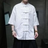 夏季风男装大码唐装中式复古提花青年短袖衬衫A118-C07P70，男装衬衫，电商A118