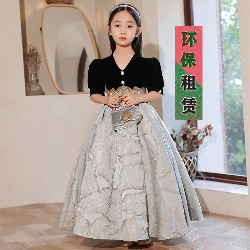 出租儿童钢琴演出礼服租赁女童走秀比赛优雅淑女赫本风齐地裙N199