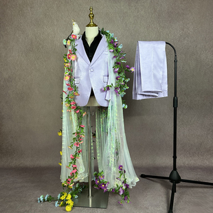 男童礼服套装2025新款儿童西装走秀演出服中大童装时尚披风潮服装