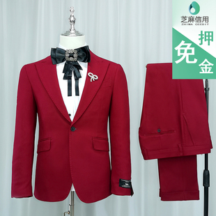 出租高中生主持西服套装租赁胖男童弹琴朗诵演讲英伦风西装红礼服