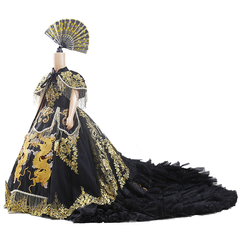 女童龙的传人高端礼服出租女孩子模特走秀总决赛夸张个性服装gc34