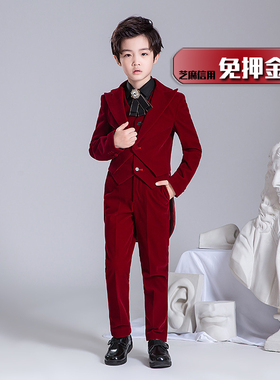 出租男童燕尾服红色租赁男孩大小提琴演出合唱指挥英伦风西装NX18