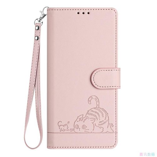 猫咪粉适用GalaxyS24/S23/S22/S21 5G三星翻盖手机壳长挂绳S20/S10/S9/S8 Ultra/FE/PLUS/+斜挎皮套电话壳