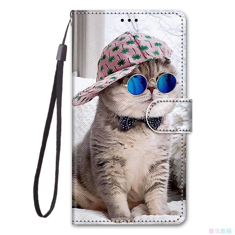 眼镜猫适用Galaxy S24/S23/S22/S21/S20 Ultra三星翻盖手机壳FE/PLUS/+ S10/S9/S8皮套防摔保护套男女电话壳