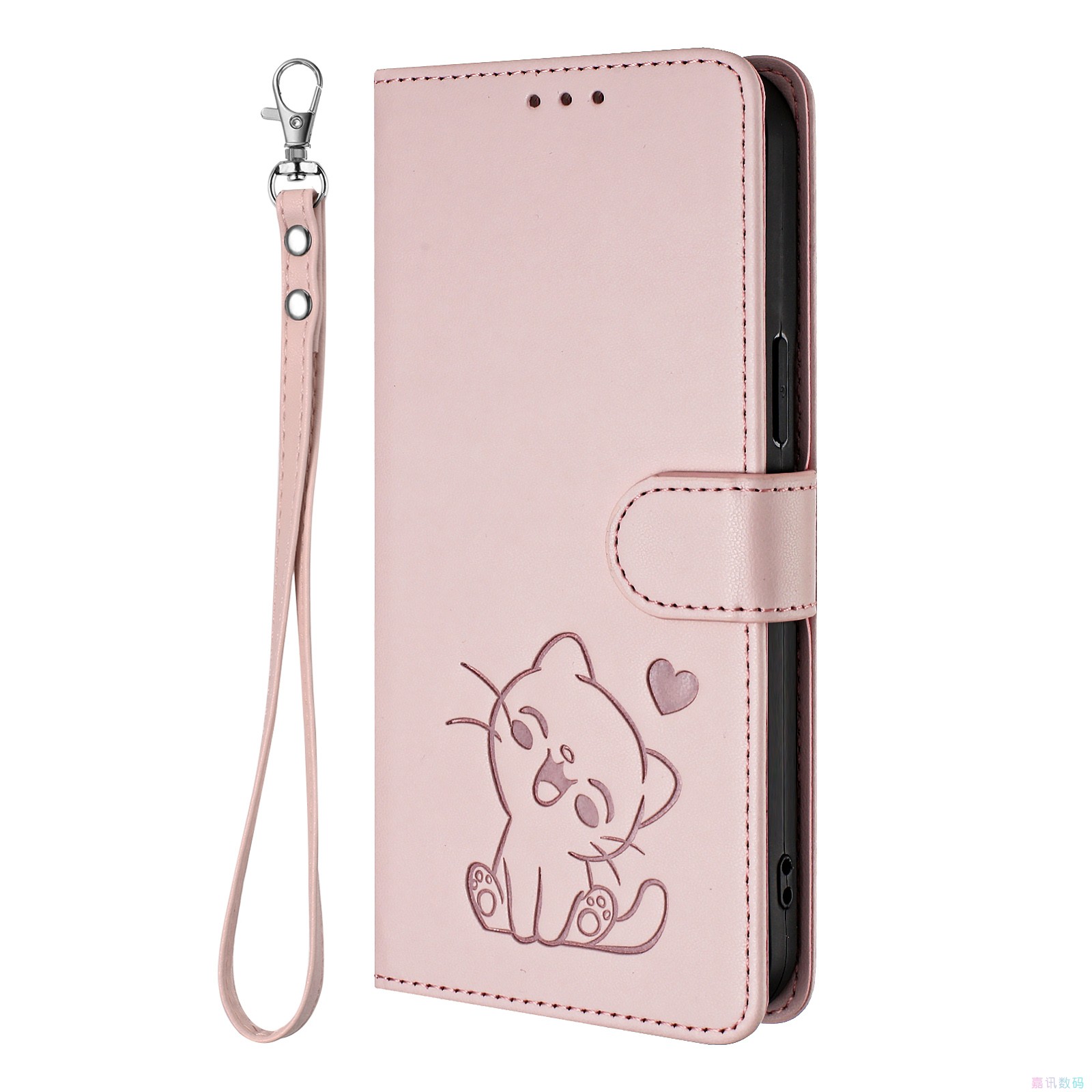 笑脸猫粉适用GalaxyS25/S24/S23/S22/S21 Ultra/Plus+/FE 5G三星翻盖手机壳S20/S10 4G皮套防摔保护套电话壳