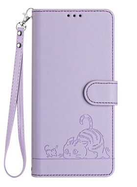 猫咪紫适用GalaxyA07/A17/A37/A57/A06/A16/A26/A36/A56 5G防盗刷三星翻盖手机壳A15/A25/A35/A55 皮套壳