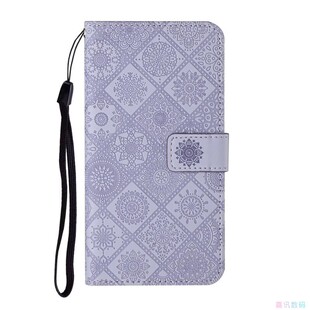 民族风紫适用IPhone17/16/15/14/13/12/11promax/Plus苹果翻盖手机壳Mini/Se/Air皮套防摔保护套电话壳