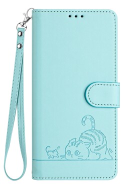 猫咪浅绿适用GalaxyA07/A17/A37/A57/A06/A16/A26/A36/A56 5G防盗刷三星翻盖手机壳A15/A25/A35/A55 皮套壳