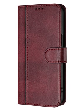 酒红色适用GalaxyA07/A17/A37/A57/A06/A16/A26/A36/A56 5G三星翻盖手机壳A15/A25/A35/A55 皮套电话壳