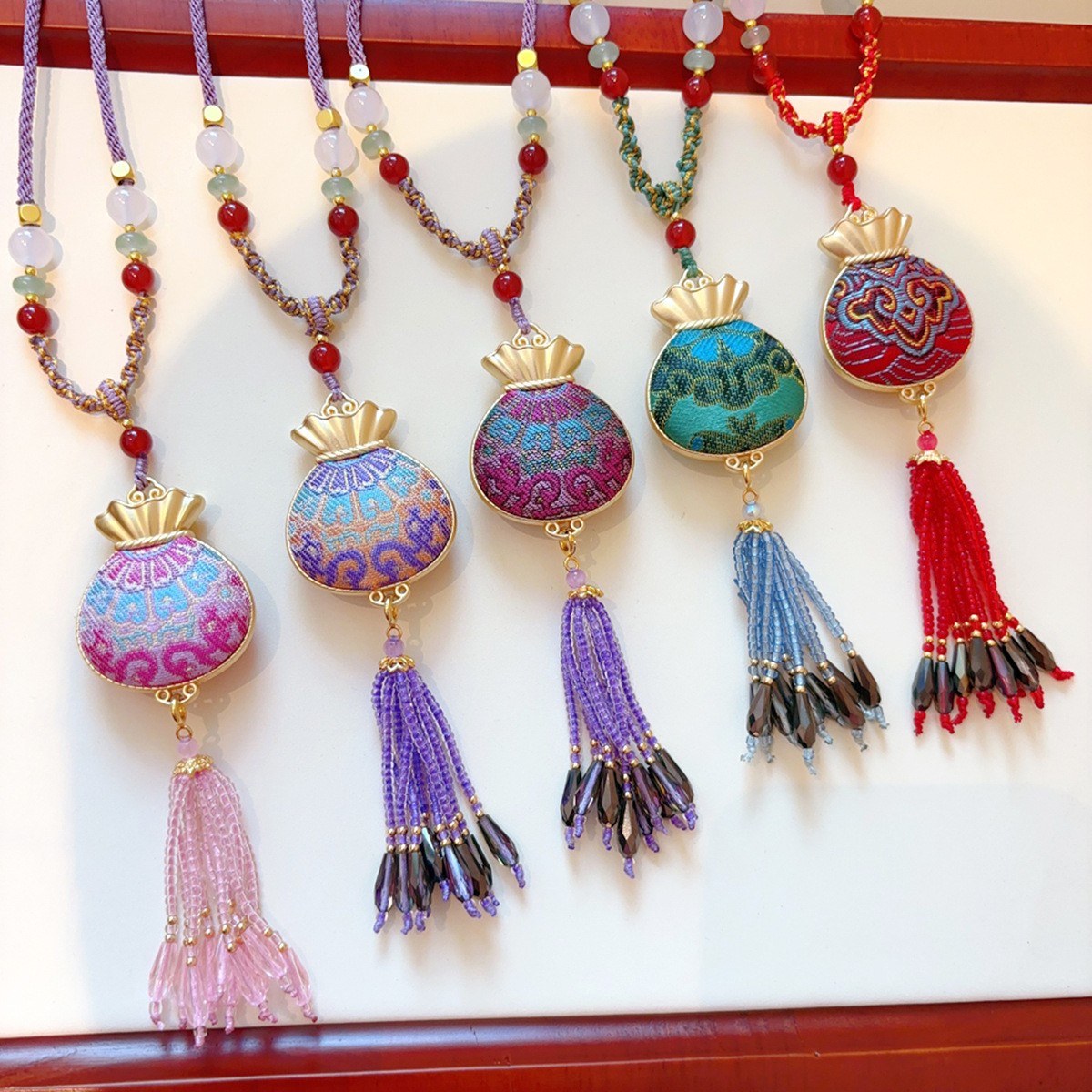 纯手工项链款非遗宋锦双面钱袋