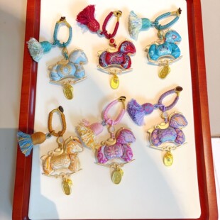 马上有钱非遗纯手工仿宋锦小马挂件包挂车挂双面马年吊坠【成品】