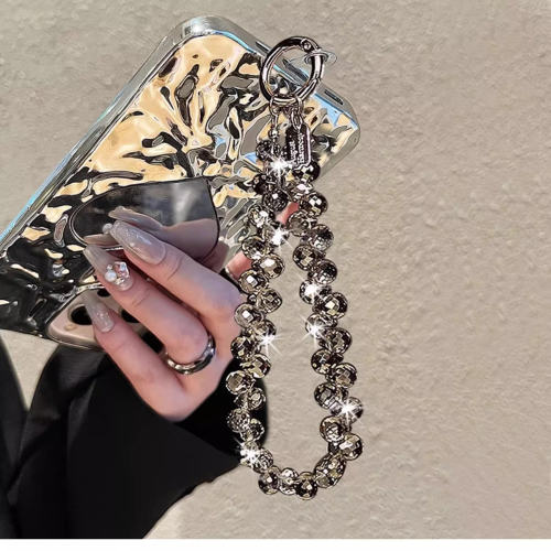 奢华高级感水晶珠子手链条挂绳带夹片手机壳钥匙扣挂件包包网红潮