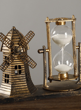 复古铁塔沙漏办公室桌面摆件礼品