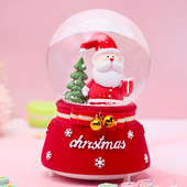可爱圣诞老人雪人发光飘雪花旋转玻璃水晶球音乐盒儿童圣诞节礼物