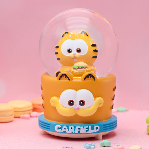加菲猫水晶球音乐盒发光旋转飘雪