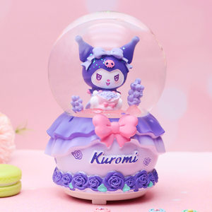 可爱花间蜜语库洛米发光飘雪花旋转水晶球音乐盒儿童女孩生日礼物