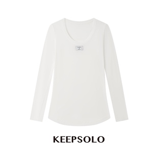 KeepSolo「松弛刚需」波浪U领织标长袖T恤26SS030