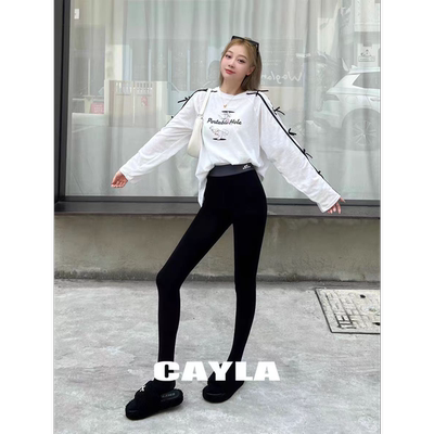 CAYLA秋冬微压简约保暖加绒高腰打底裤连裤袜柔软显瘦25AW107/108