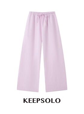 KeepSolo「自在慵懒」宽松条纹抽绳长裤025